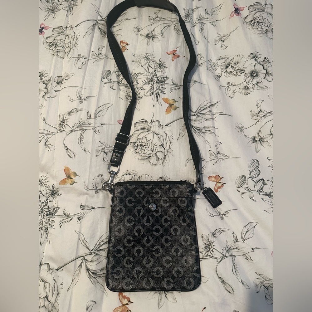 Coach Black Op Art Signature Crossbody Bag